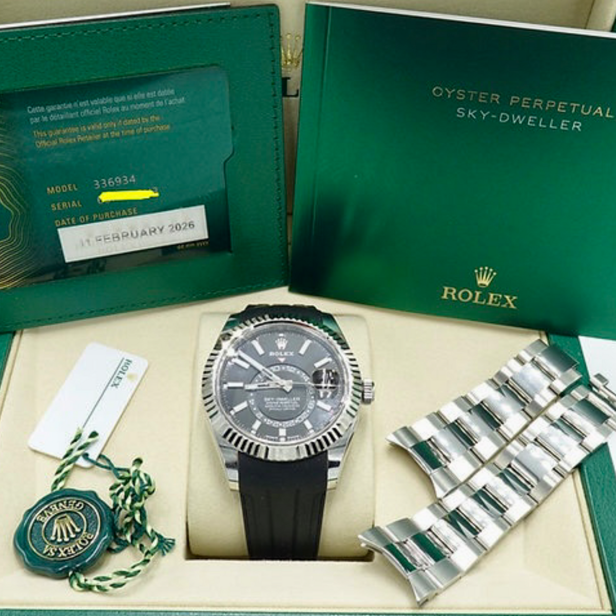 Rolex Sky-Dweller 336934, Black Dial, White Rolesor, Full Set, 2026 | Shop Authentique Lux