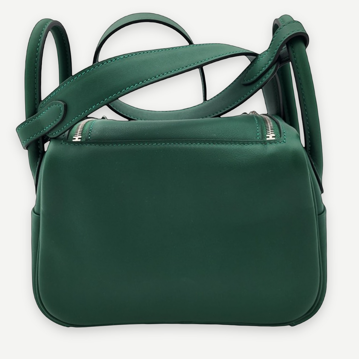 Hermès Vert Moyen Swift Mini Lindy II 20 Bag, Palladium Hardware, Full Set, K Stamp, 2025 | Shop Authentique Lux