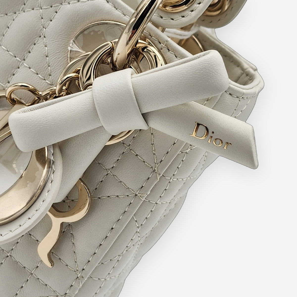 Christian Dior Mini Lady Dior Bag with Chain in Latte Cannage Lambskin, Full Set, 2026 | Shop Authentique Lux