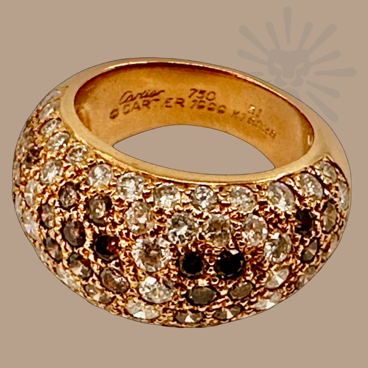 Cartier Bombay Ring 18K yellow gold size 6 Cartier 52 pre-owned with original box I
Authentique Luxury Cartier Bombay ring certified 18K yellow gold size 6”