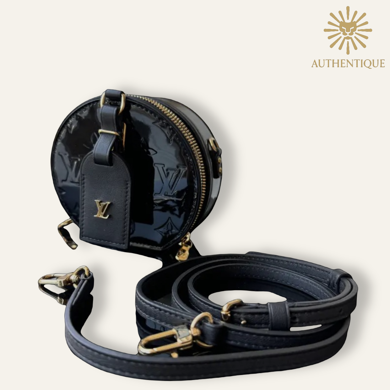 Louis Vuitton Mini Boite Chapeau Black Monogram Vernis Patent Leather | Shop Authentique Lux