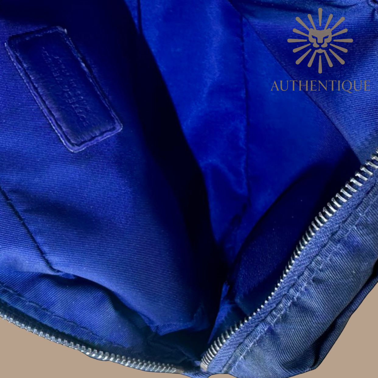 Bottega Veneta Intrecciolusion Pouch in Navy Blue Nylon with Printed Intrecciato Weave and Leather Pull Tab