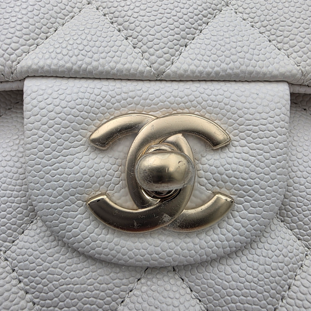 CHANEL Caviar Quilted Medium Classic Double Flap Bag, White, Gold Hardware, Full Set | Shop Authentique Lux