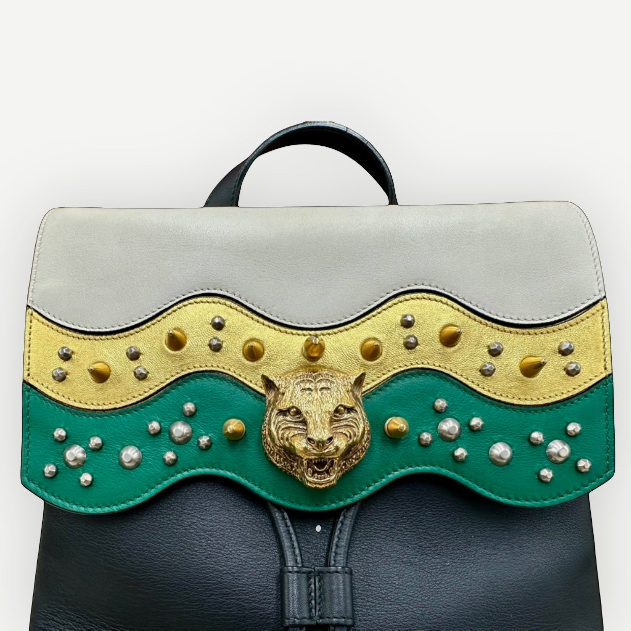Gucci Malin Medium Studded Backpack, Black Leather, Gold Hardware | Shop Authentique Lux