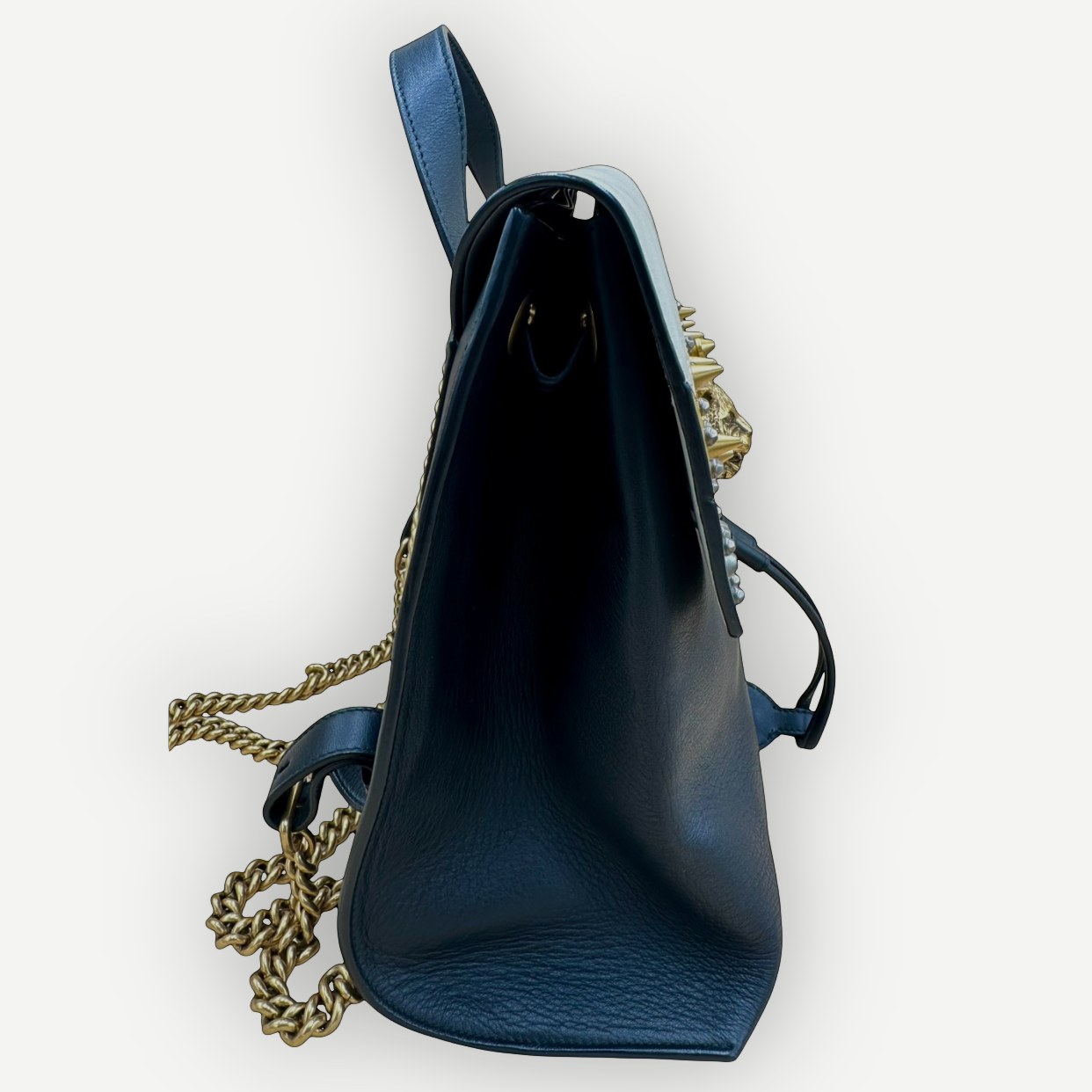 Gucci Malin Medium Studded Backpack, Black Leather, Gold Hardware | Shop Authentique Lux