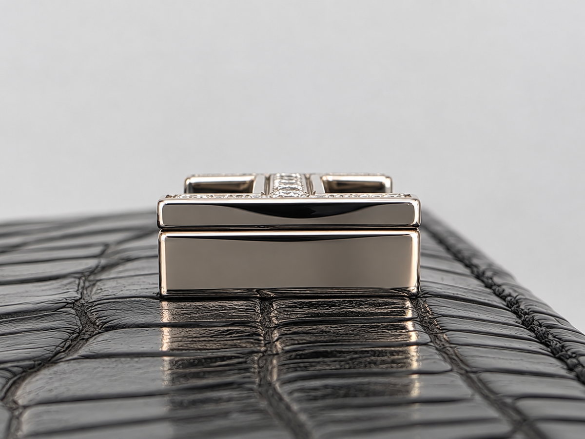 Hermès Béarn Long Wallet Alligator Leather in Noir with Aftermarket Natural Diamond H Clasp, X Stamp, 2021 | Shop Authentique Lux