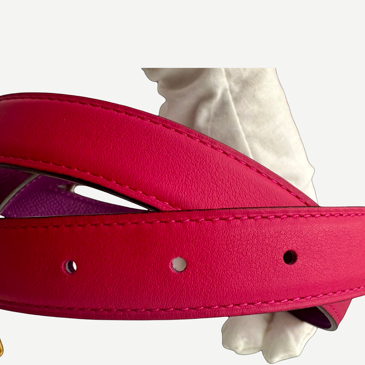 Hermès Reversible H Belt, 24mm Swift & Epsom Calfskin, Rose Mexico/Anemone, Size 80, Full Set | Shop Authentique Lux