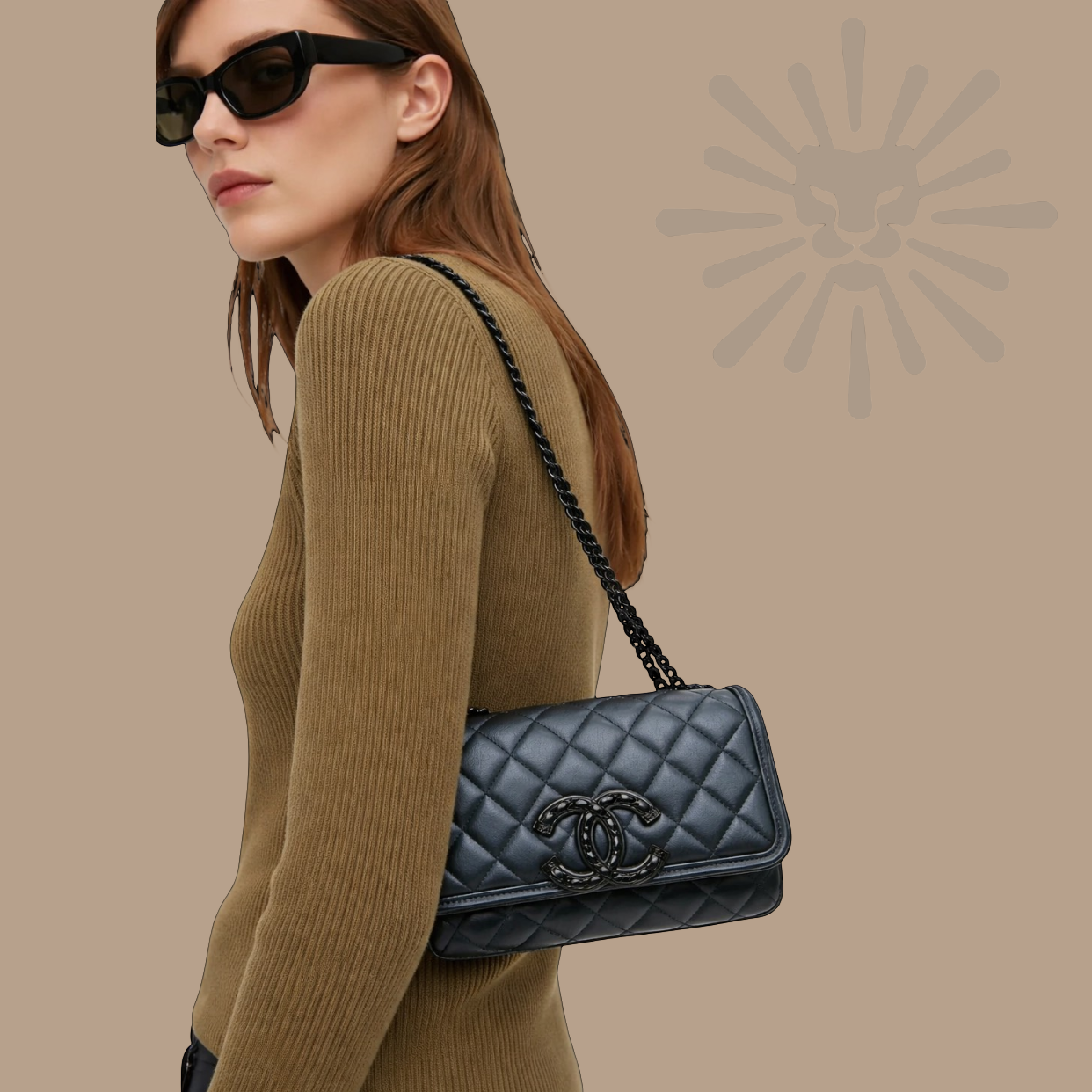 Model wearing Chanel Small CC Filigree Flap Bag "So Black" Lambskin Ruthenium Hardware | Shop Authentique Lux