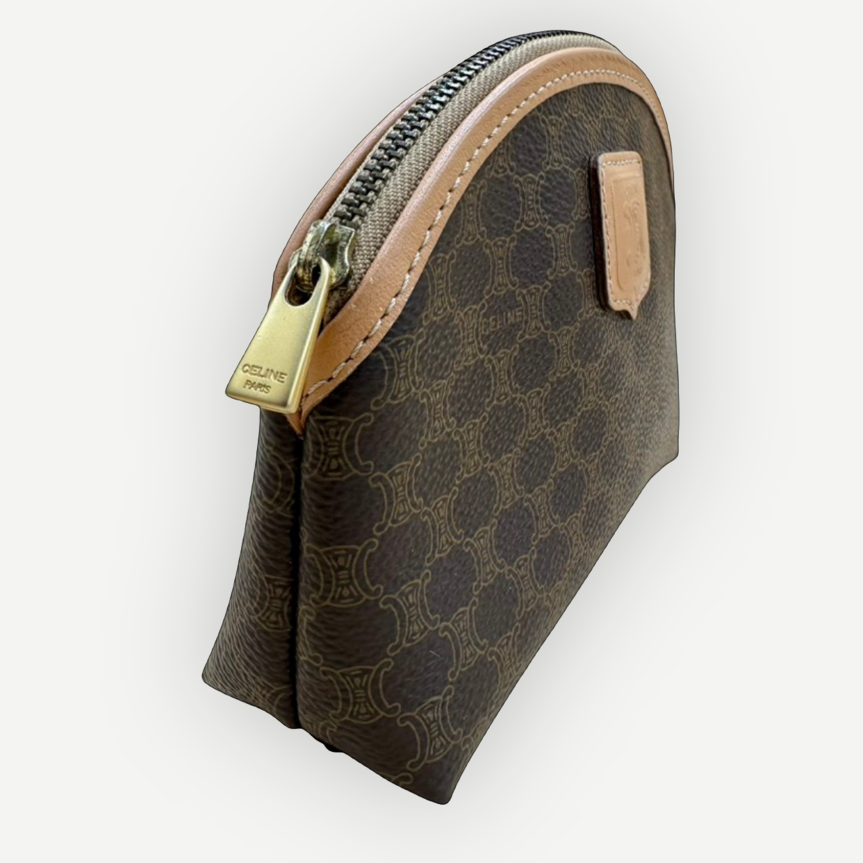 Celine Vintage Macadam Dome Cosmetic Pouch, Macadam Canvas & Leather | Shop Authentique Lux