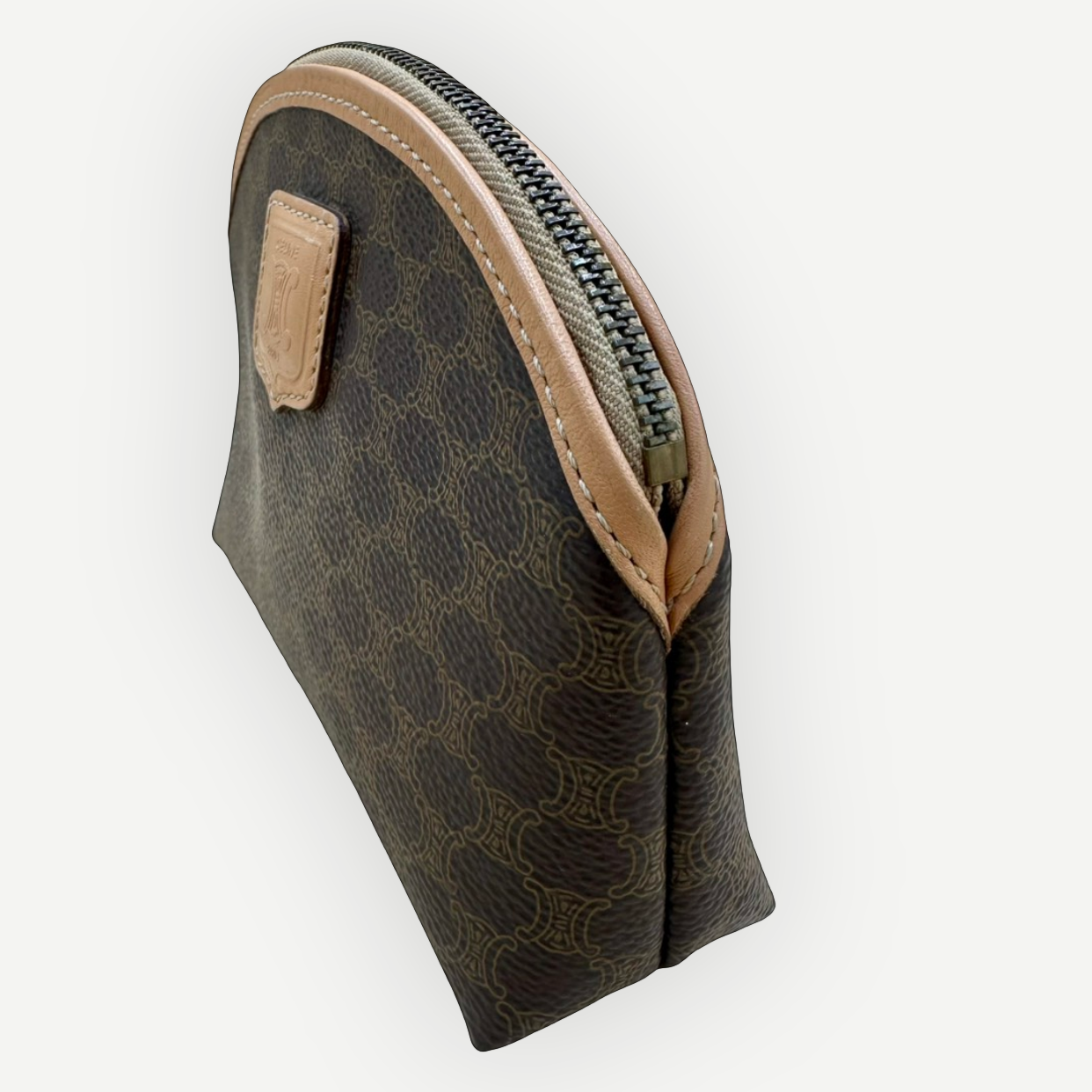 Celine Vintage Macadam Dome Cosmetic Pouch, Macadam Canvas & Leather | Shop Authentique Lux