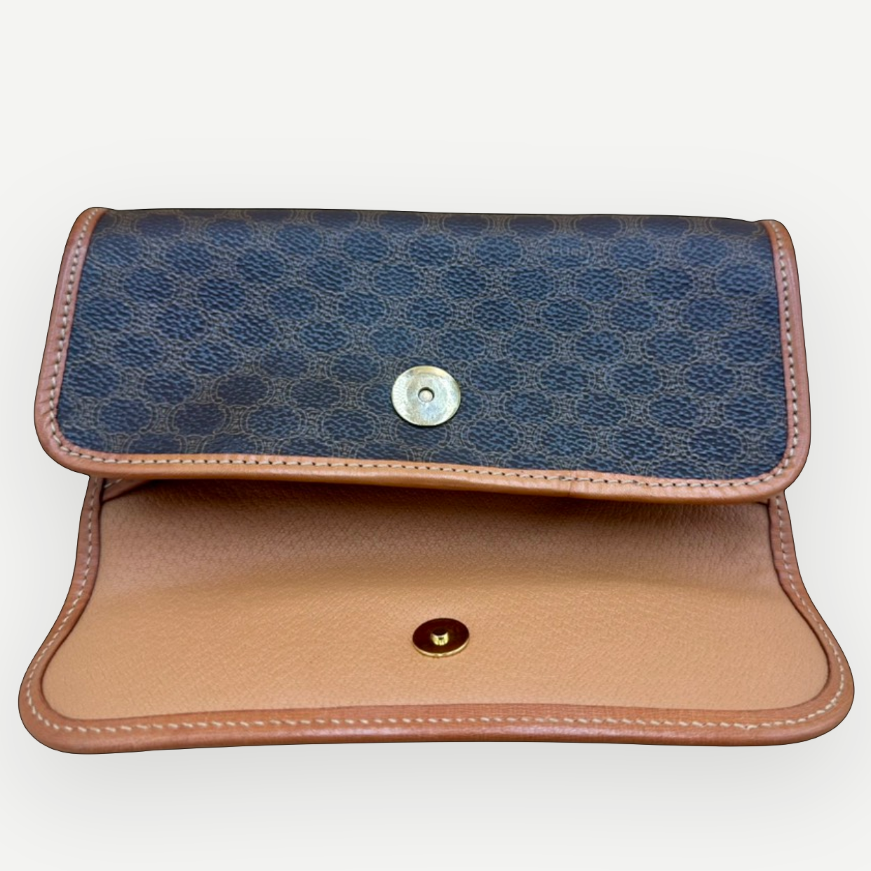 Celine Vintage Macadam Cylinder Cosmetic Pouch, Macadam Canvas & Leather | Shop Authentique Lux