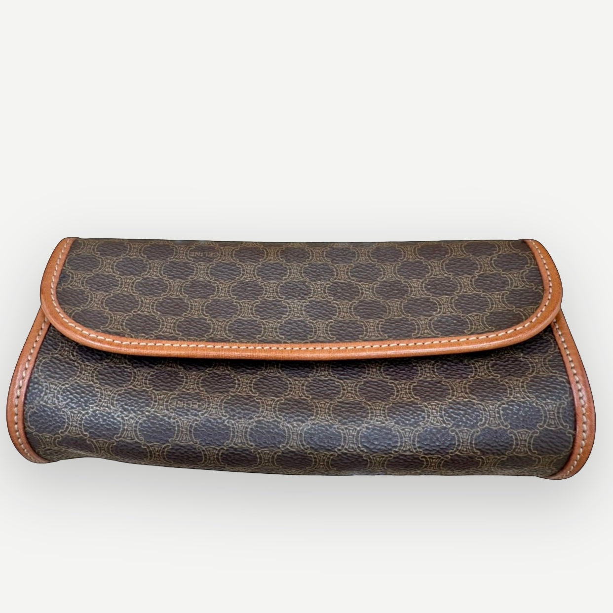 Celine Vintage Macadam Cylinder Cosmetic Pouch, Macadam Canvas & Leather | Shop Authentique Lux