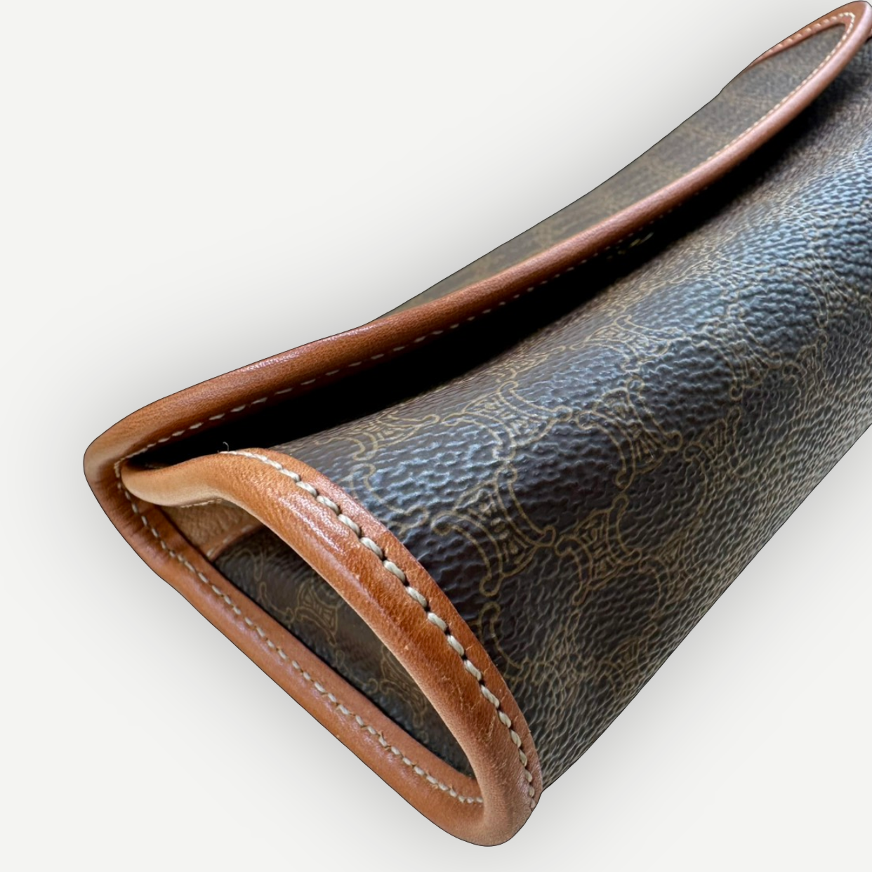 Celine Vintage Macadam Cylinder Cosmetic Pouch, Macadam Canvas & Leather | Shop Authentique Lux