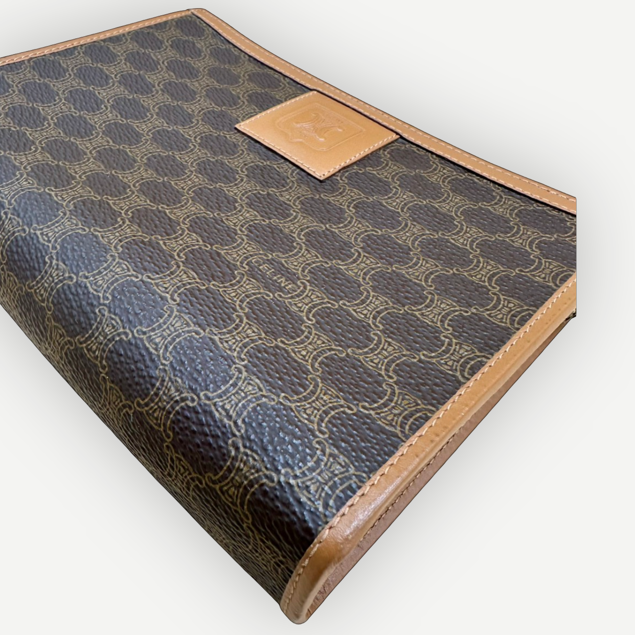 Celine Vintage Classic Zippered Clutch, Macadam Canvas & Leather | Shop Authentique Lux