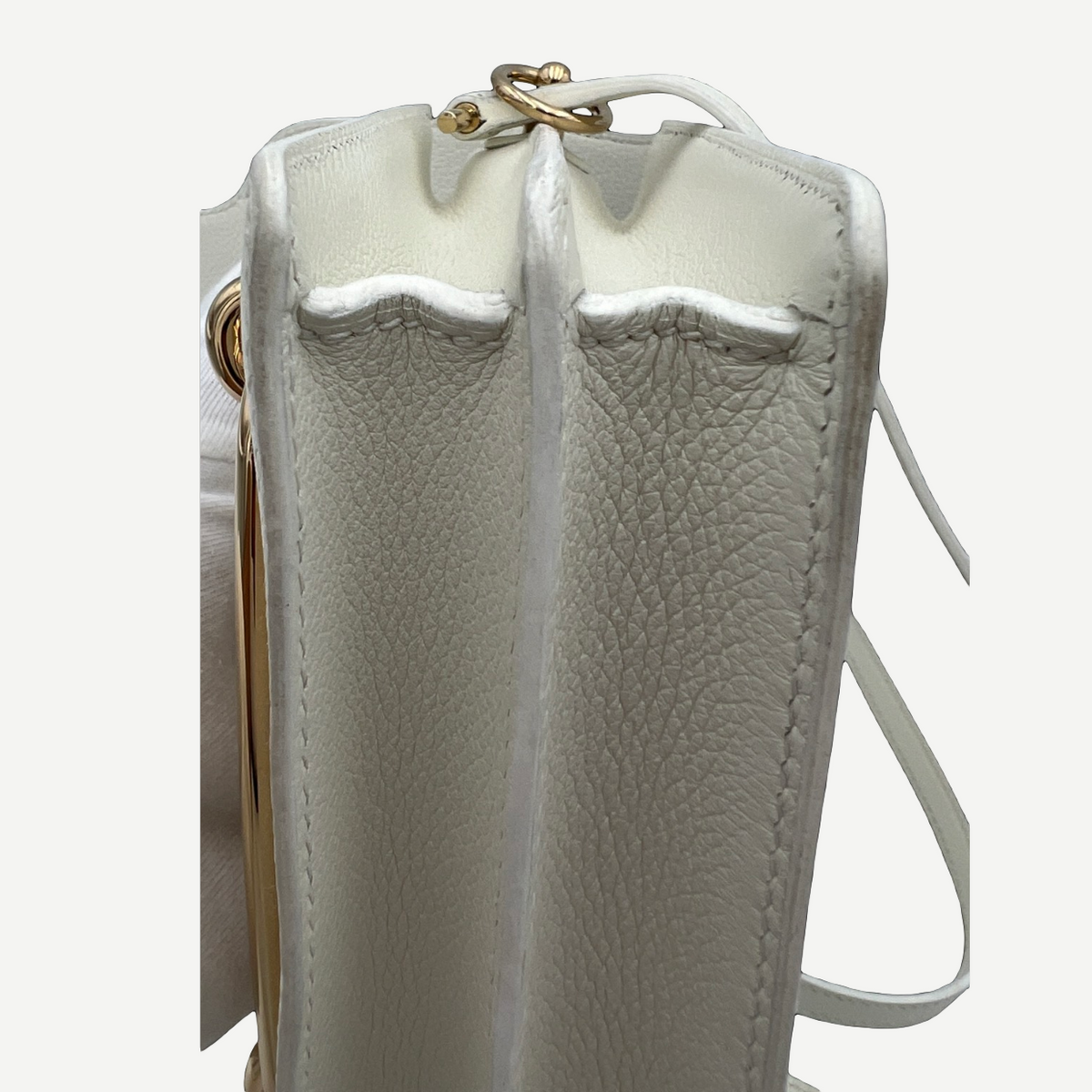 Hermès White Evercolor Roulis Mini 18 Bag, Permabrass Hardware, Z Stamp, 2021 | Shop Authentique Lux