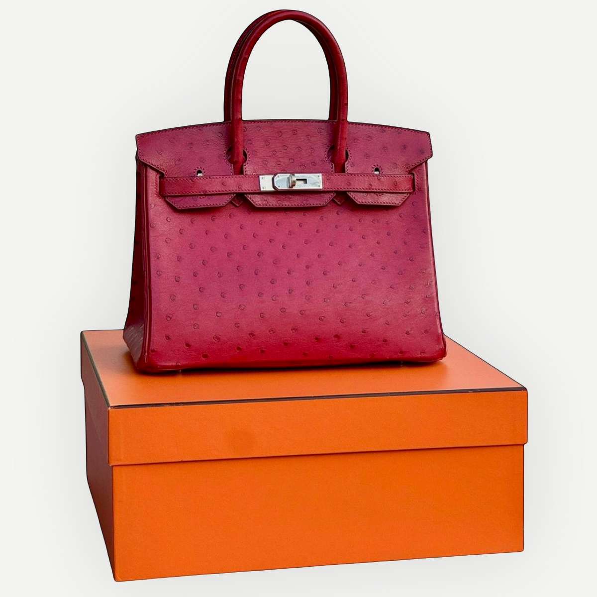 Hermès Birkin 30 in red ostrich leather with palladium hardware | Shop Authentique Lux