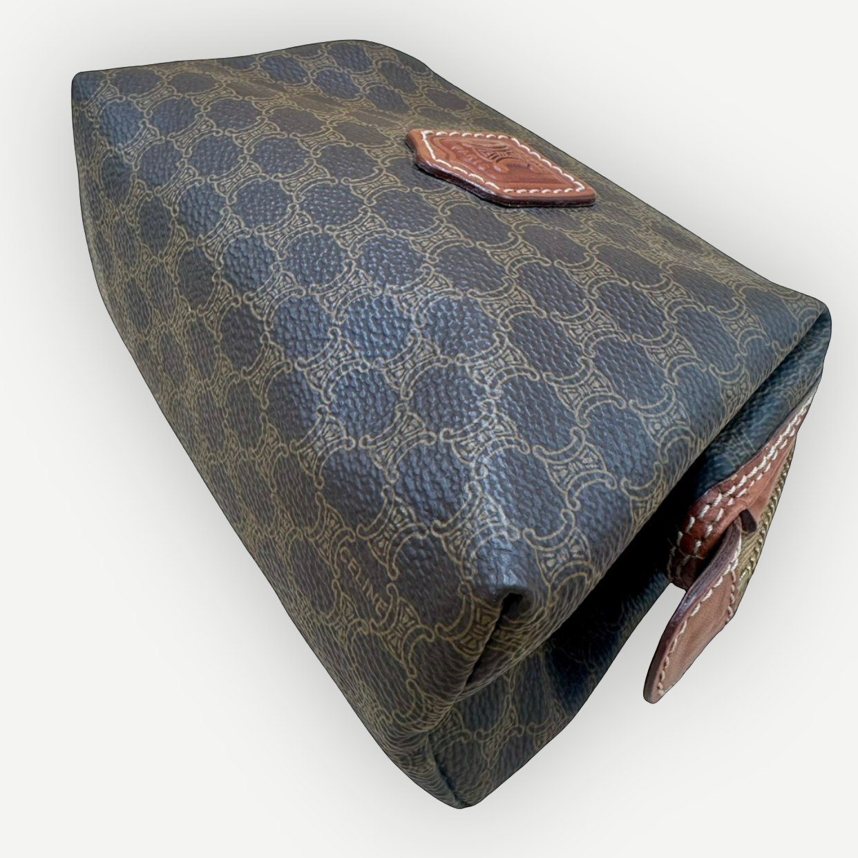 Celine Vintage Macadam Vanity Cosmetic Pouch, Macadam Canvas & Leather | Shop Authentique Lux