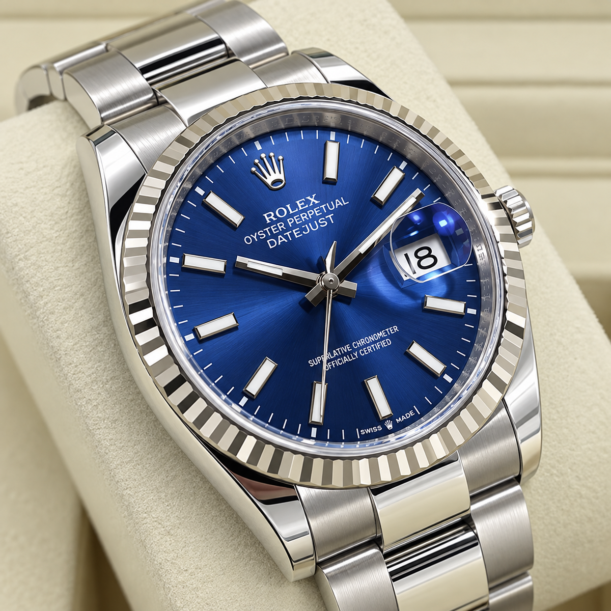 Rolex Datejust 36 126234, Blue Dial, 18K White Gold Fluted Bezel, Full Set, 2025 | Shop Authentique Lux