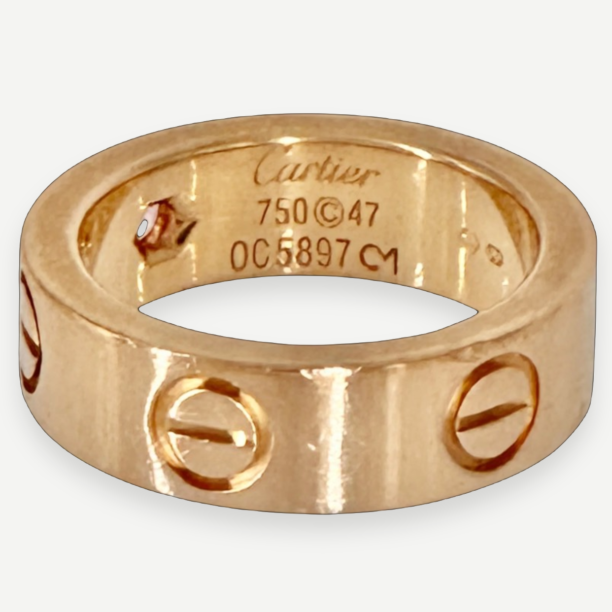 Cartier Love Ring, 18K Rose Gold, Pink Sapphire, 5.5mm, Size 47 | Shop Authentique Lux