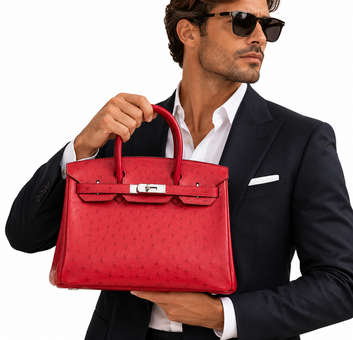 Hermès Birkin 30 in red ostrich leather with palladium hardware | Shop Authentique Lux