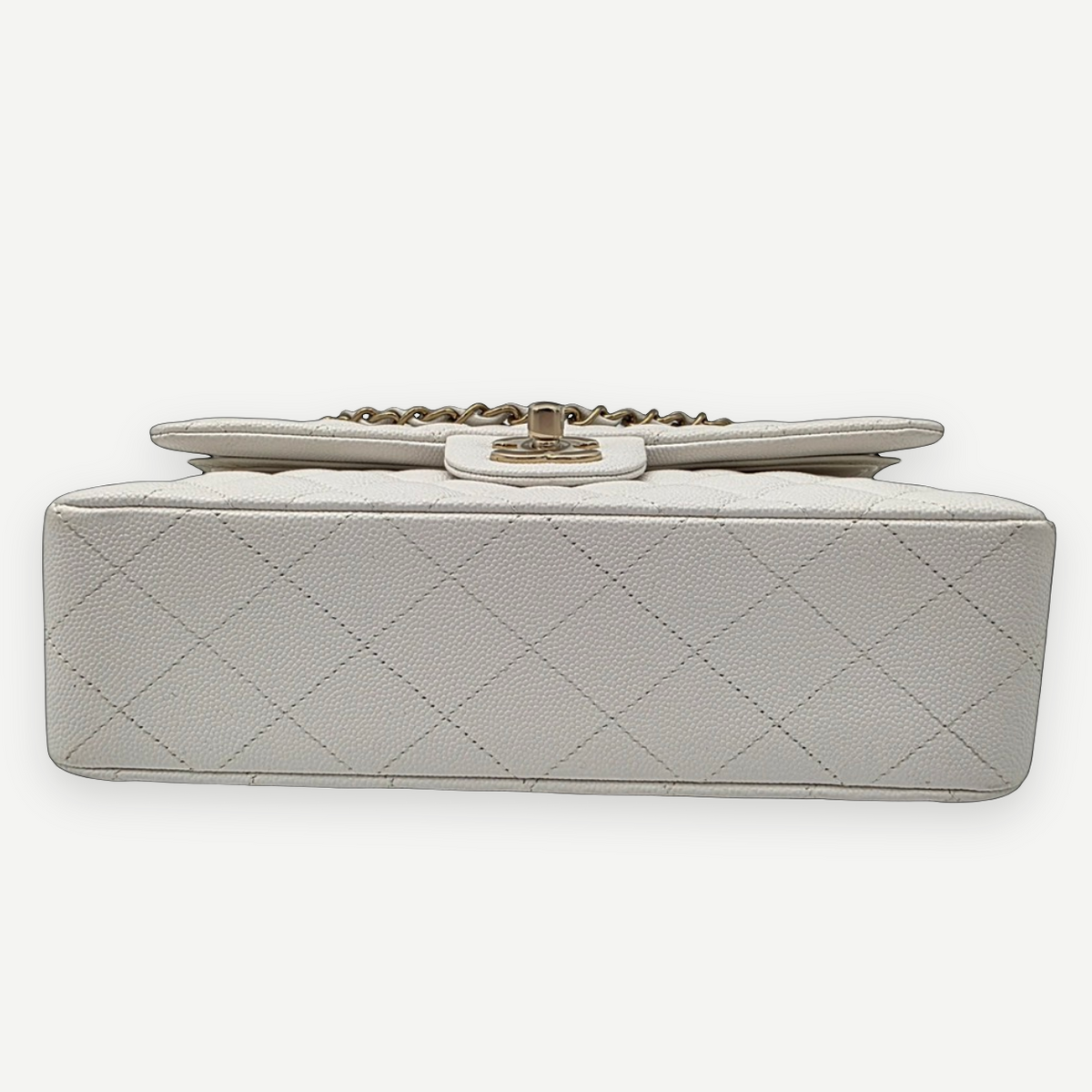CHANEL Caviar Quilted Medium Classic Double Flap Bag, White, Gold Hardware, Full Set | Shop Authentique Lux