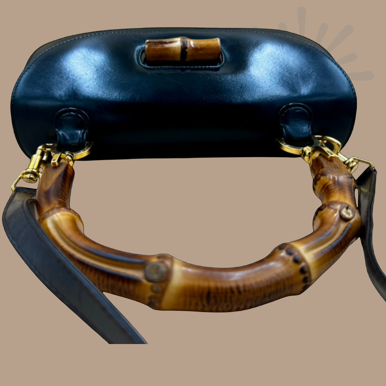 Gucci Bamboo 1947 Medium Top Handle Bag with Smooth Leather and Curved Bamboo Handle - Authentique Luxury