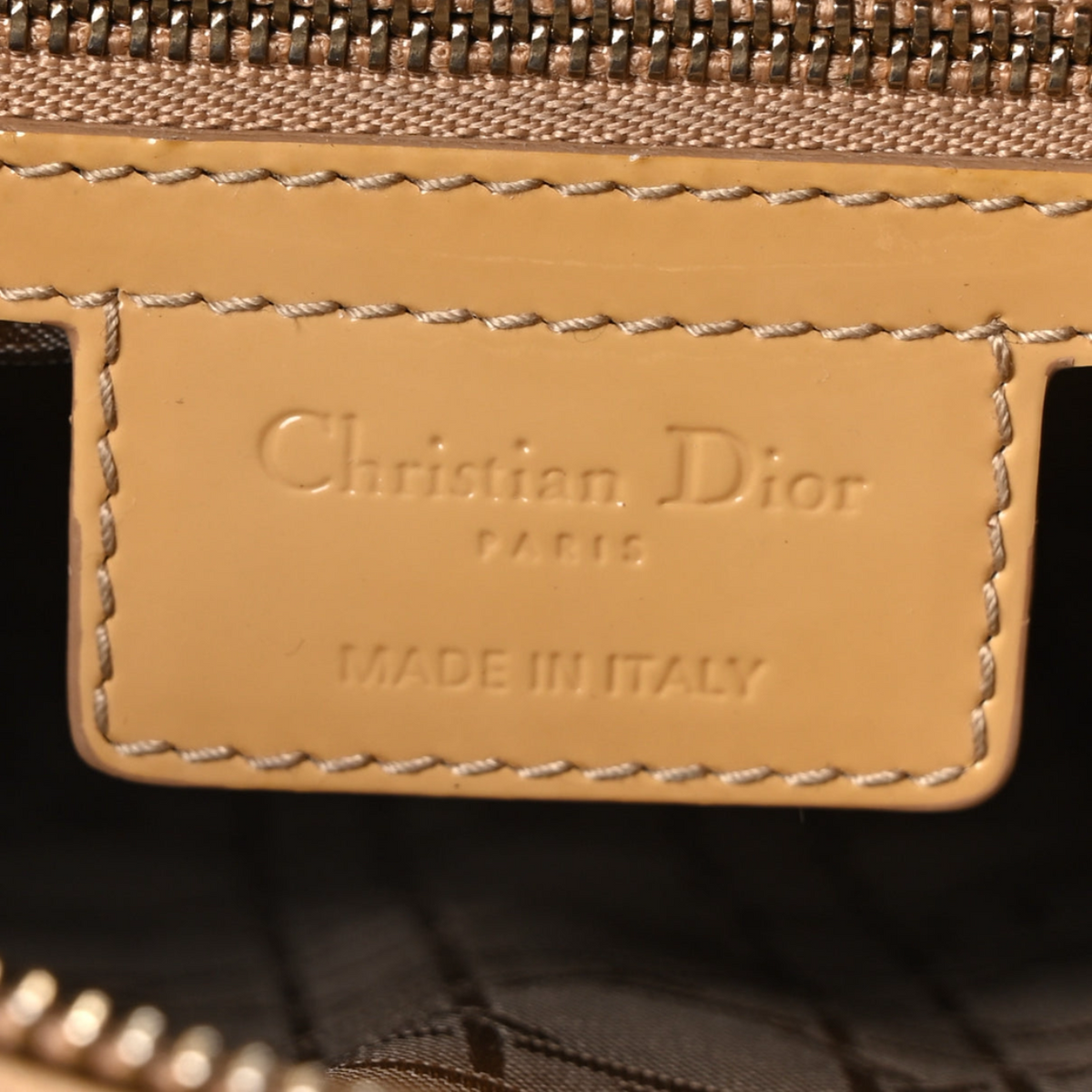 Dior Large Lady Dior, Beige Patent Cannage Leather, Gold-Tone Hardware | Shop Authentique Lux