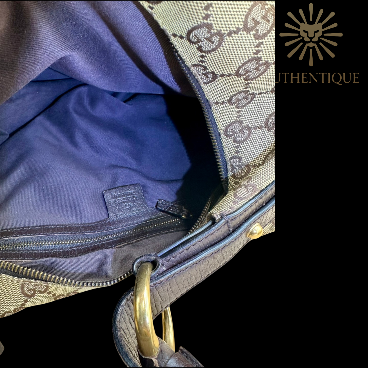 Gucci GG Canvas Horsebit Hobo in neutral monogram canvas with gold-tone hardware — Always guaranteed authentic at Authentique Lux