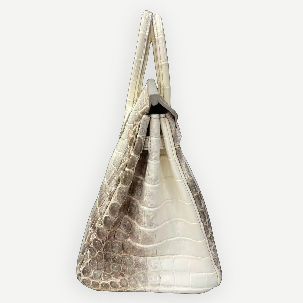 HERMÈS Birkin 25, Matte Himalaya Niloticus Crocodile, Palladium Hardware, 2012 | Shop Authentique Lux