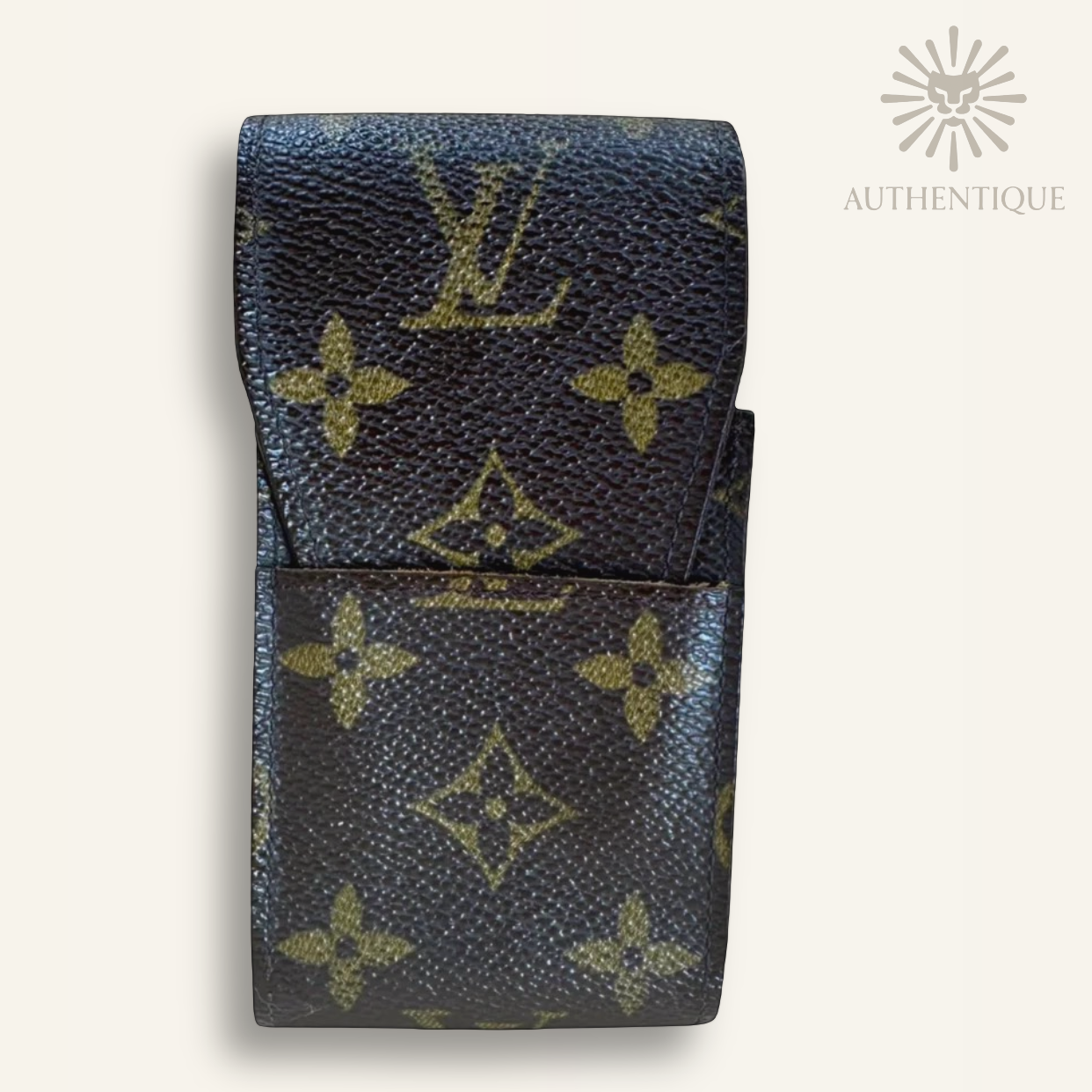 Louis Vuitton Monogram Etui Card Case M63024 with tuck-in flap and cross-grain leather lining