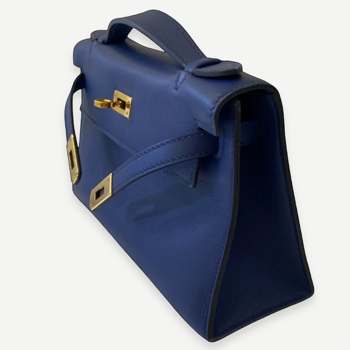 HERMÈS Bleu Saphir Swift Kelly Pochette, Gold Hardware, 2016 | Shop Authentique Lux