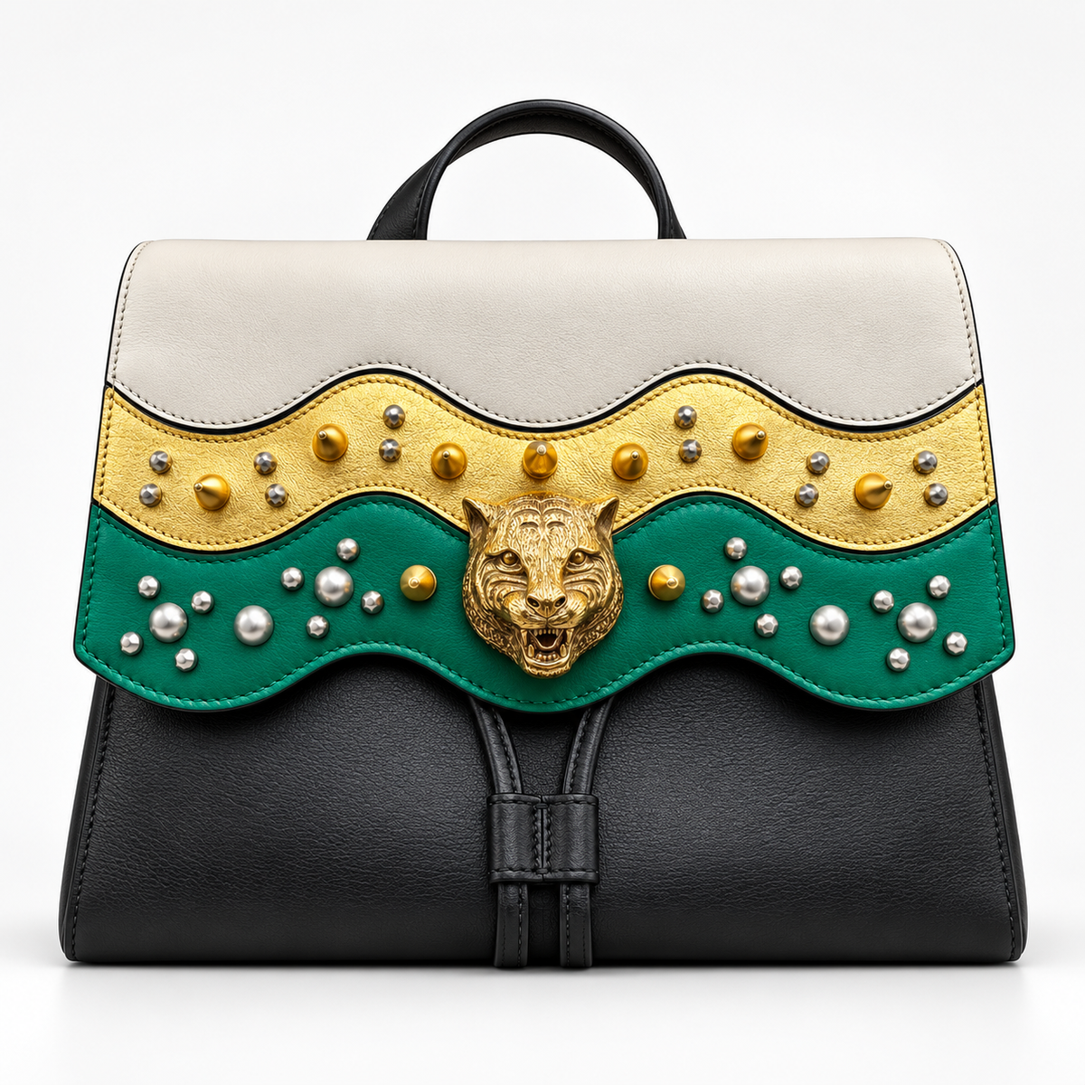 Gucci Malin Medium Studded Backpack, Black Leather, Gold Hardware | Shop Authentique Lux