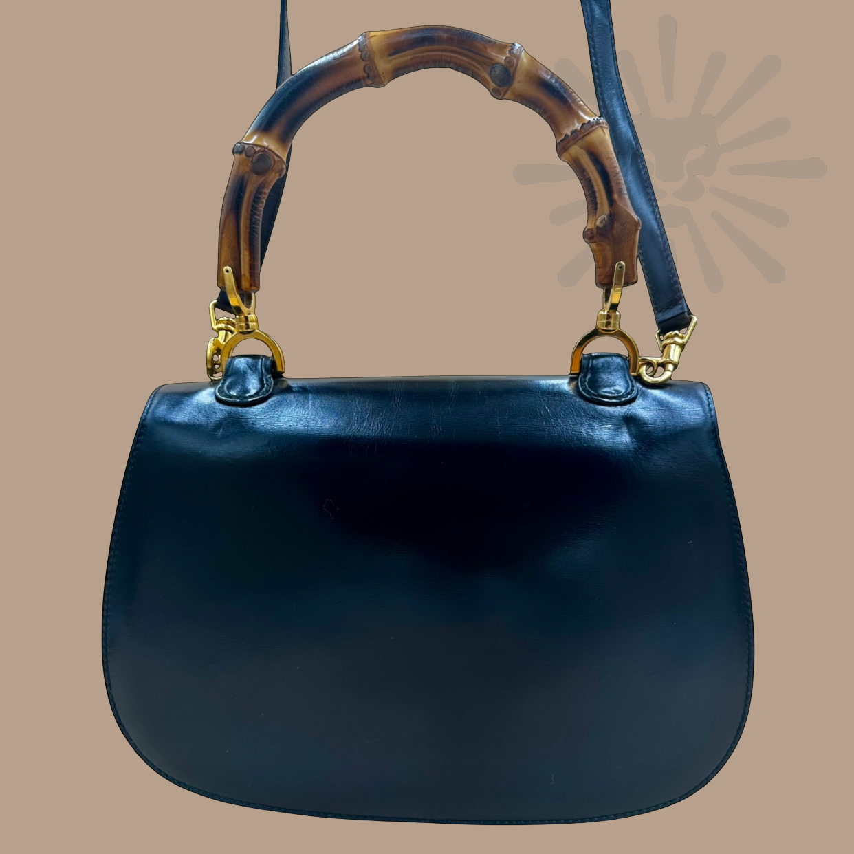 Gucci Bamboo 1947 Medium Top Handle Bag with Smooth Leather and Curved Bamboo Handle - Authentique Luxury