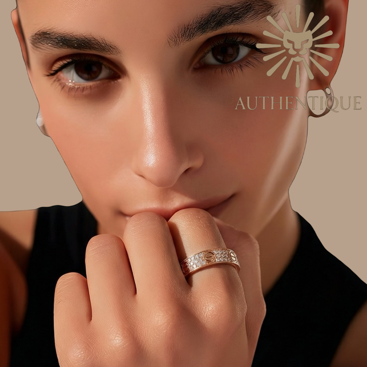 Cartier Pavé Diamond Love Ring 18K rose gold size 54 US 6.75 like new with original box - Authentique Luxury