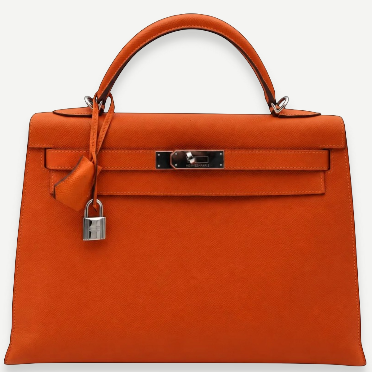HERMÈS Kelly 32 Feu Epsom leather, palladium hardware | Shop Authentique Lux