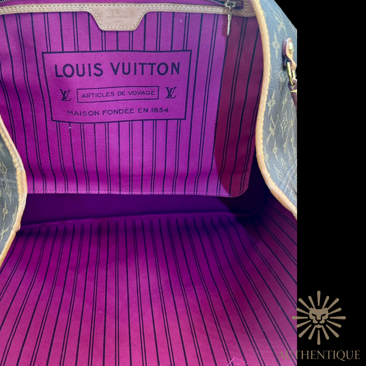 Louis Vuitton Monogram Neverfull GM in brown coated canvas with brass hardware — Authentique Lux | 100% Authenticated"