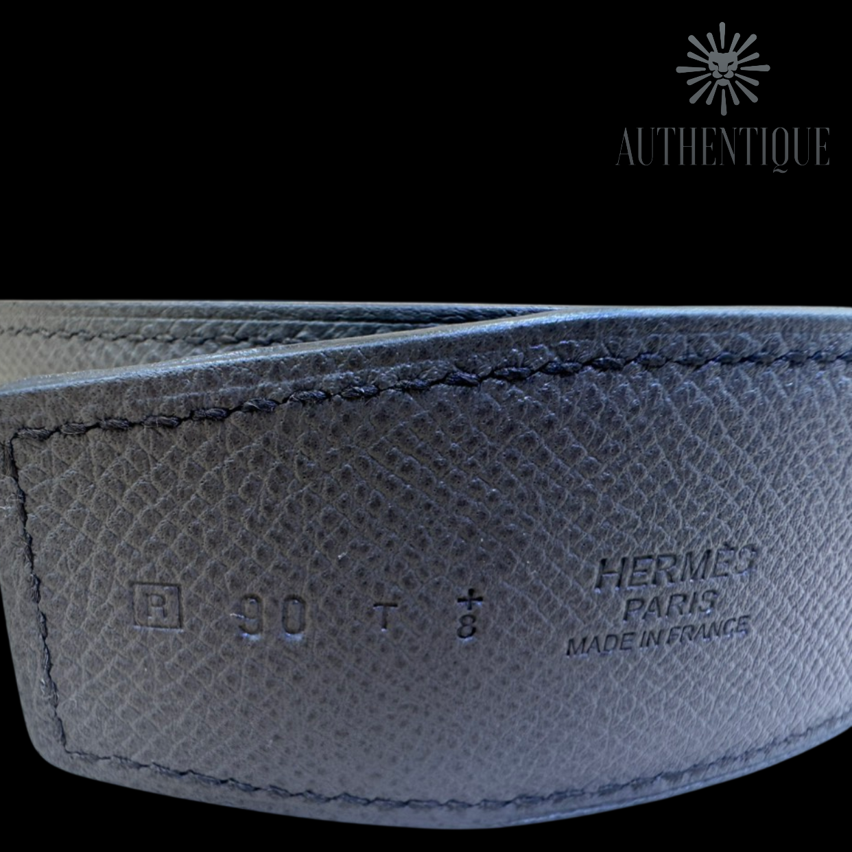 Hermès 38mm Constance Reversible Belt in Black and Grey, size 90 cm I Authentique Lux