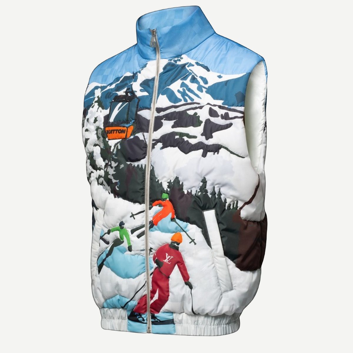 LOUIS VUITTON SS25 Ski blue mountain print cotton vest, front view | Shop Authentique Lux