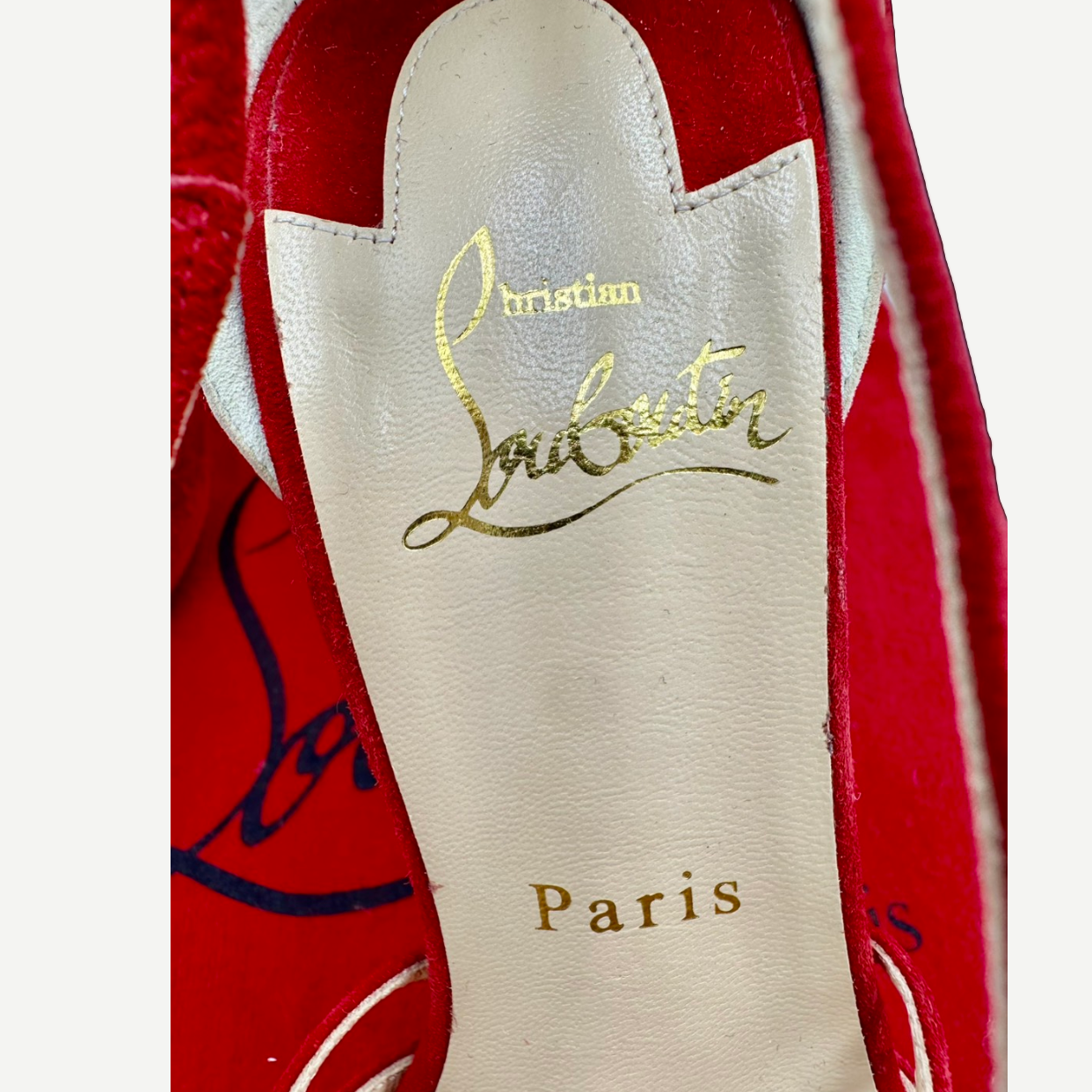 Christian Louboutin Red Suede Ankle-Strap Pumps, Size 37.5 | Shop Authentique Lux