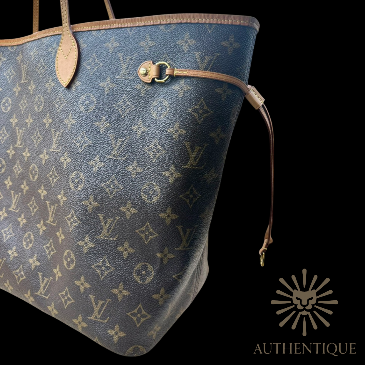 Louis Vuitton Monogram Neverfull GM in brown coated canvas with brass hardware — Authentique Lux | 100% Authenticated"