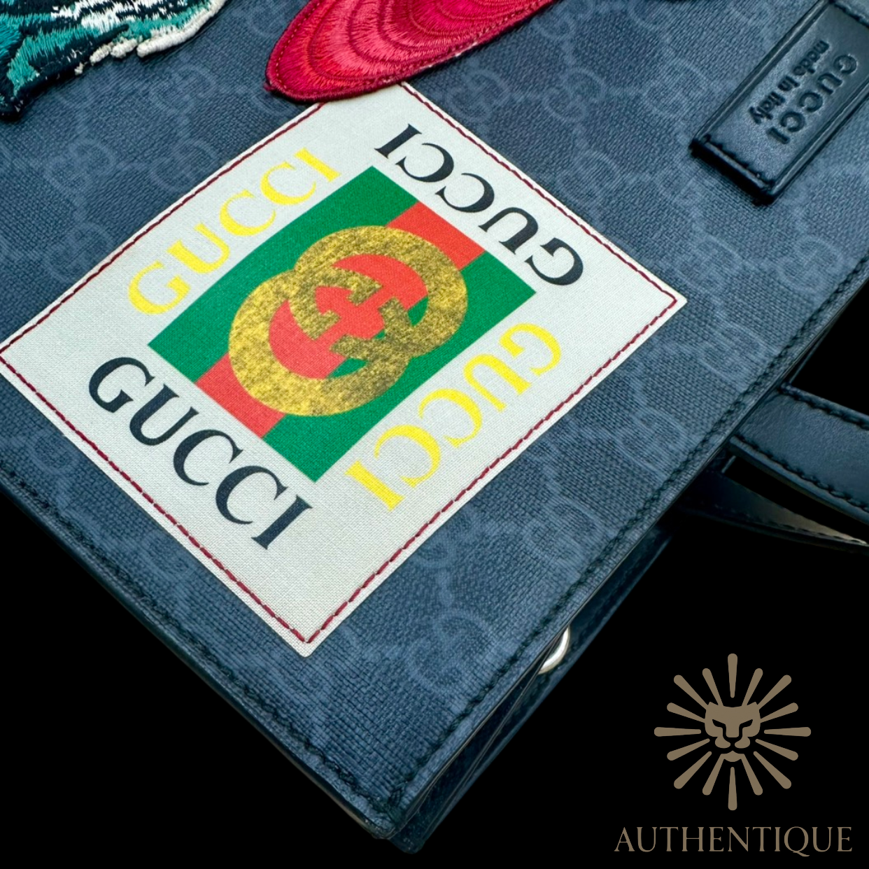 Gucci Night Courier GG Supreme Soft Tote in Black Monogram – Available at Authentique Lux