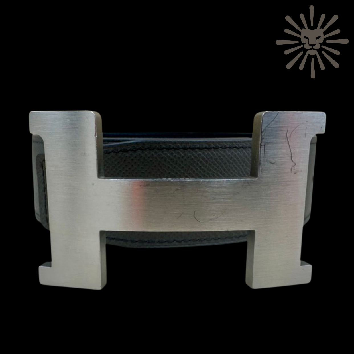 Hermès 38mm Constance Reversible Belt in Black and Grey, size 90 cm I Authentique Lux