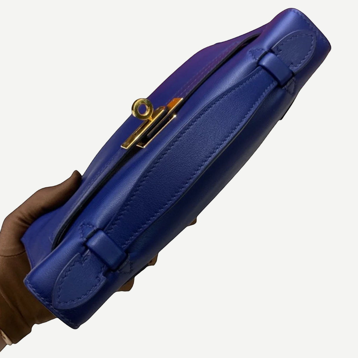 HERMÈS Bleu Saphir Swift Kelly Pochette, Gold Hardware, 2016 | Shop Authentique Lux