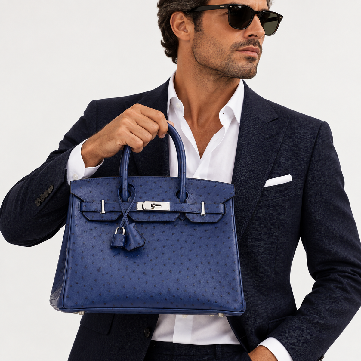 Hermès Bleu Iris Ostrich Birkin 30 Palladium Hardware | Shop Authentique Lux