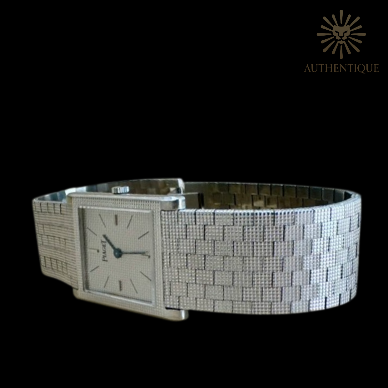 Piaget Vintage Protocole 9151B11 in 18k White Gold with "Clous de Paris" Hobnail Bezel and Silver Sunray Dial.