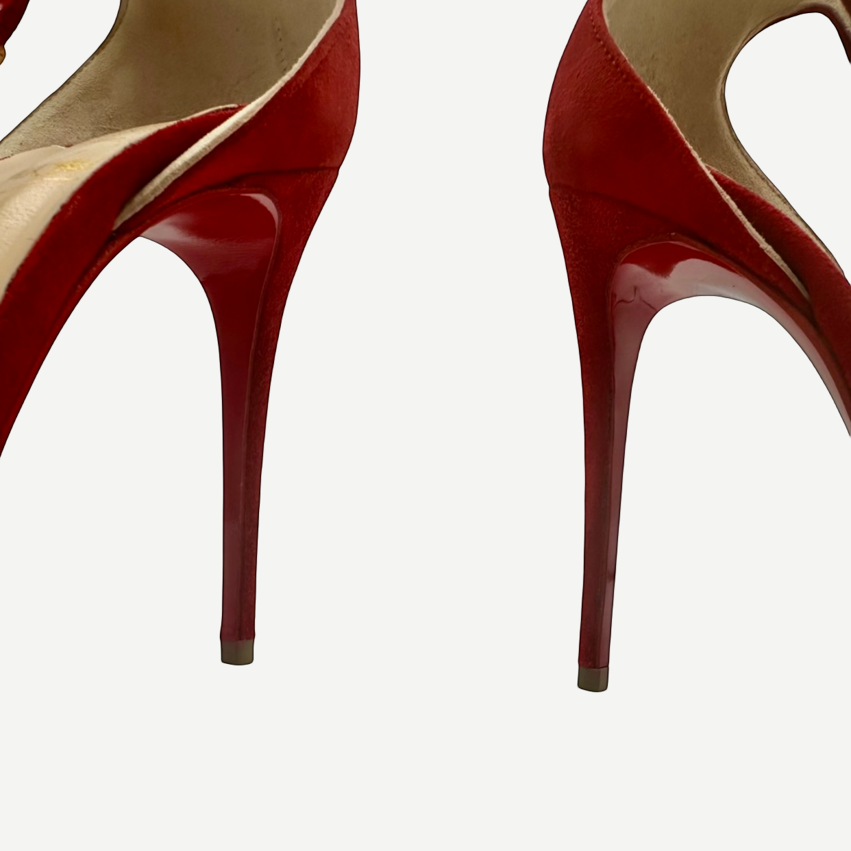 Christian Louboutin Red Suede Ankle-Strap Pumps, Size 37.5 | Shop Authentique Lux