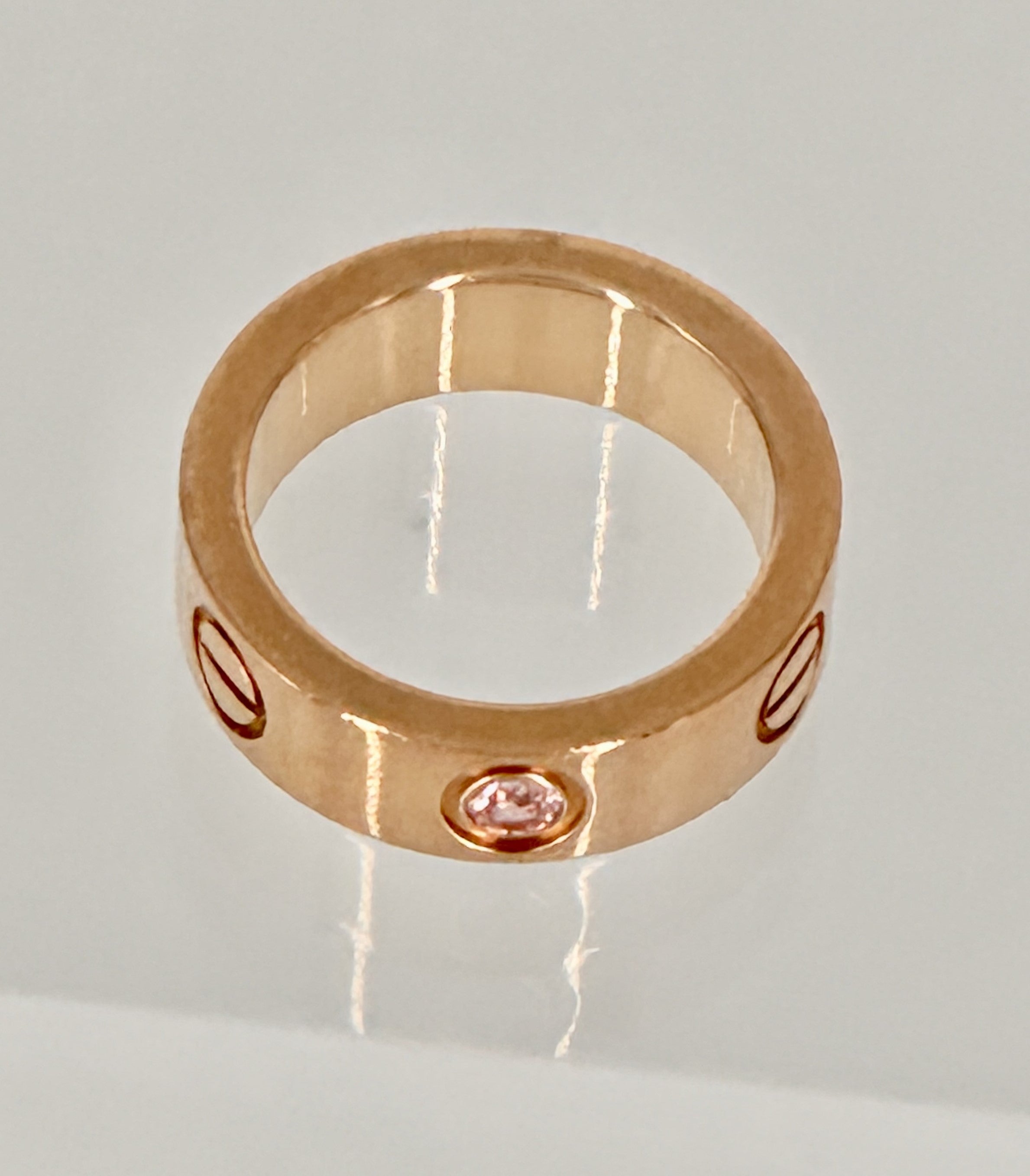 Cartier Classic 5.5mm Wide Love Ring 18K Rose Gold Pink Sapphire 8.5g