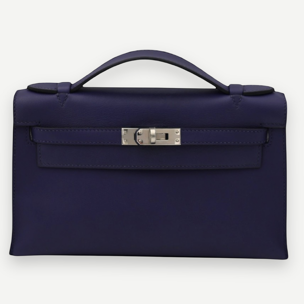 Hermès Bleu Saphir Swift Kelly Pochette Clutch Bag, Palladium Hardware, Full Set, C Stamp, 2018 | Shop Authentique Lux