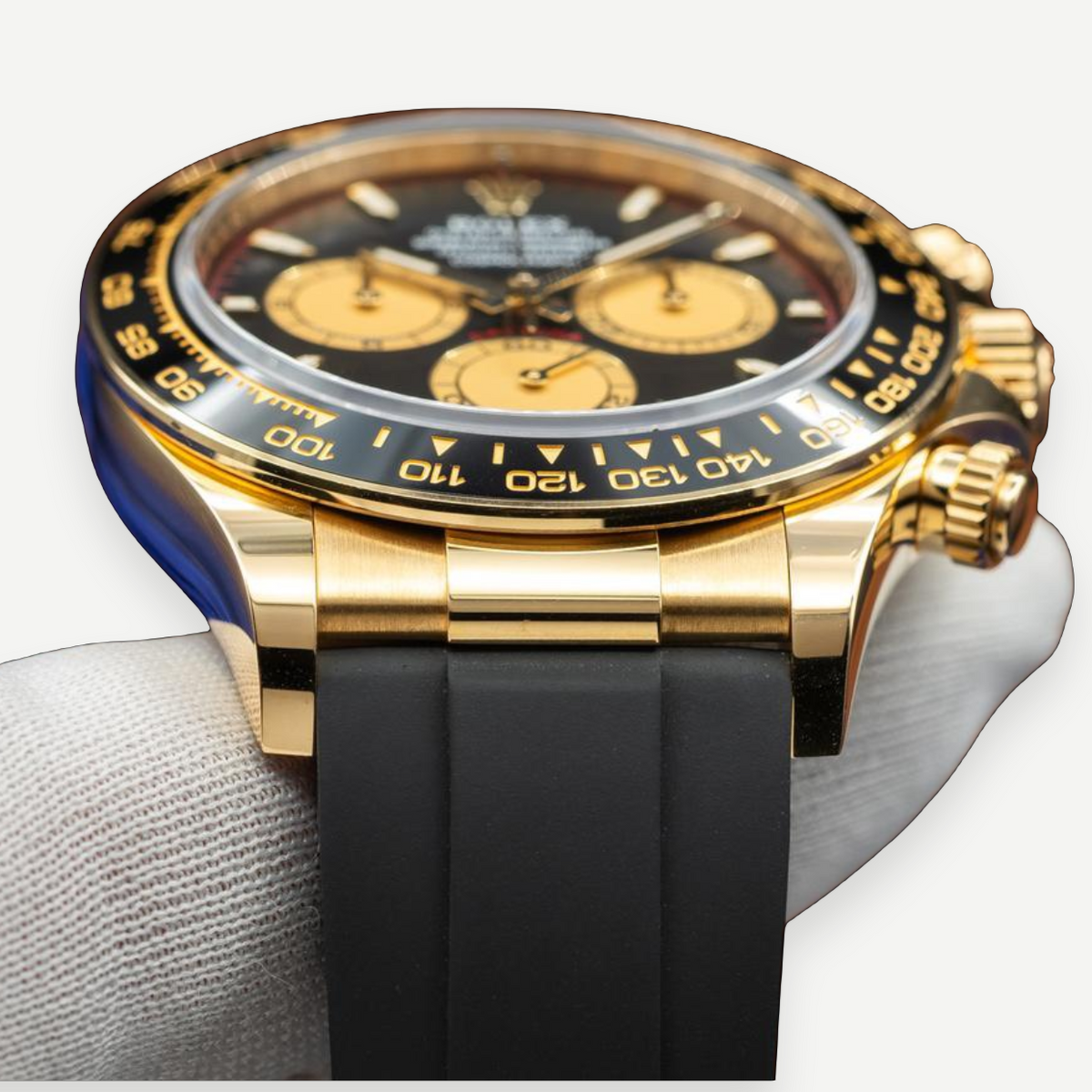 ROLEX Daytona “Paul Newman” 126518LN, Black Dial, 18K Yellow Gold, Oysterflex, Full Set, 2024 | Shop Authentique Lux