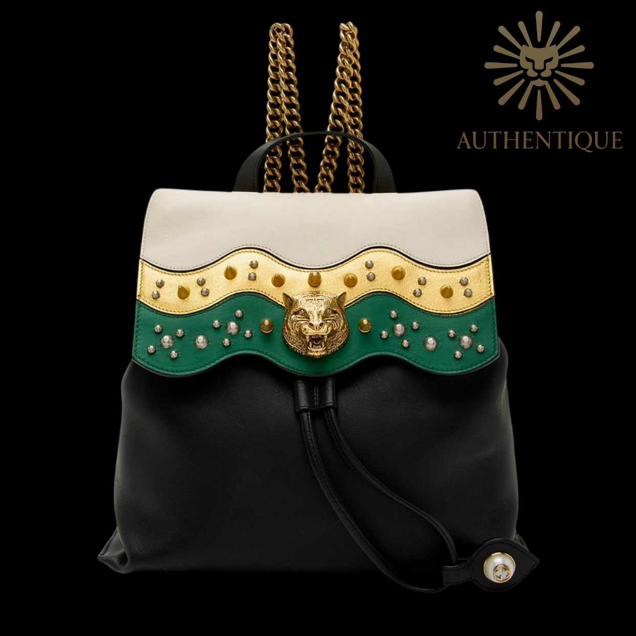 Gucci Malin Studded Leather Backpack- Authentique Lux